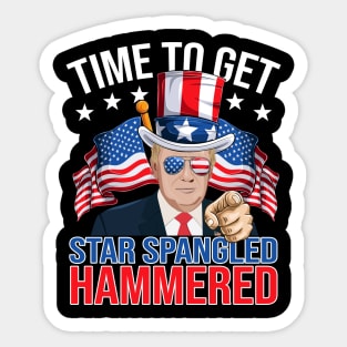 Trump Time To Get Star Spangled Hammered 4th Of July Sticker